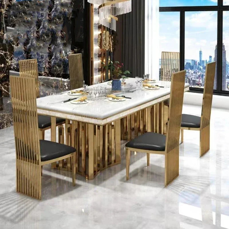 Luxury Modern Dining Table: Marble Desk, Mobile Kitchen Tables, Console, Dining Chairs, Home Furniture