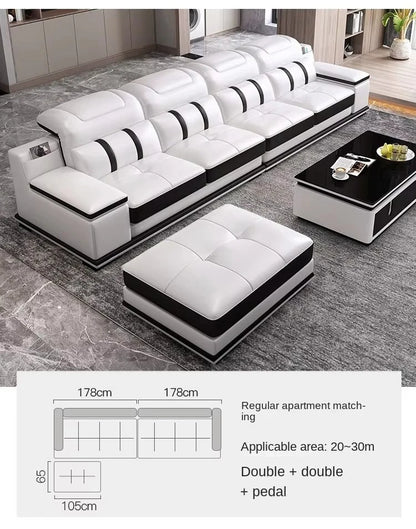 Modern Elegant Modular Accent Lounge Sofa – Printed Leather & Velvet