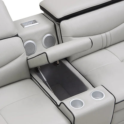 Modern Luxury Genuine Leather L-Shape Sectional Sofa Set for Living Rooms