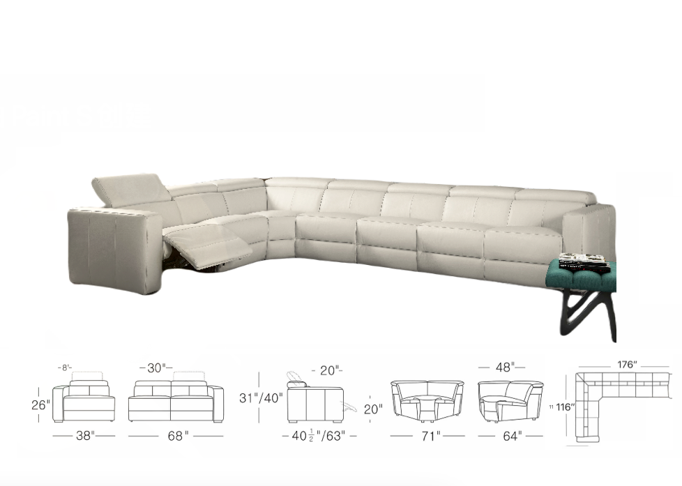 7 pieces Reclining Sectional With Adjustable Headrest