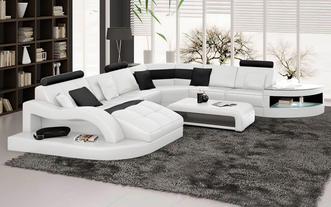 Leather Sectional with Shape Chaise