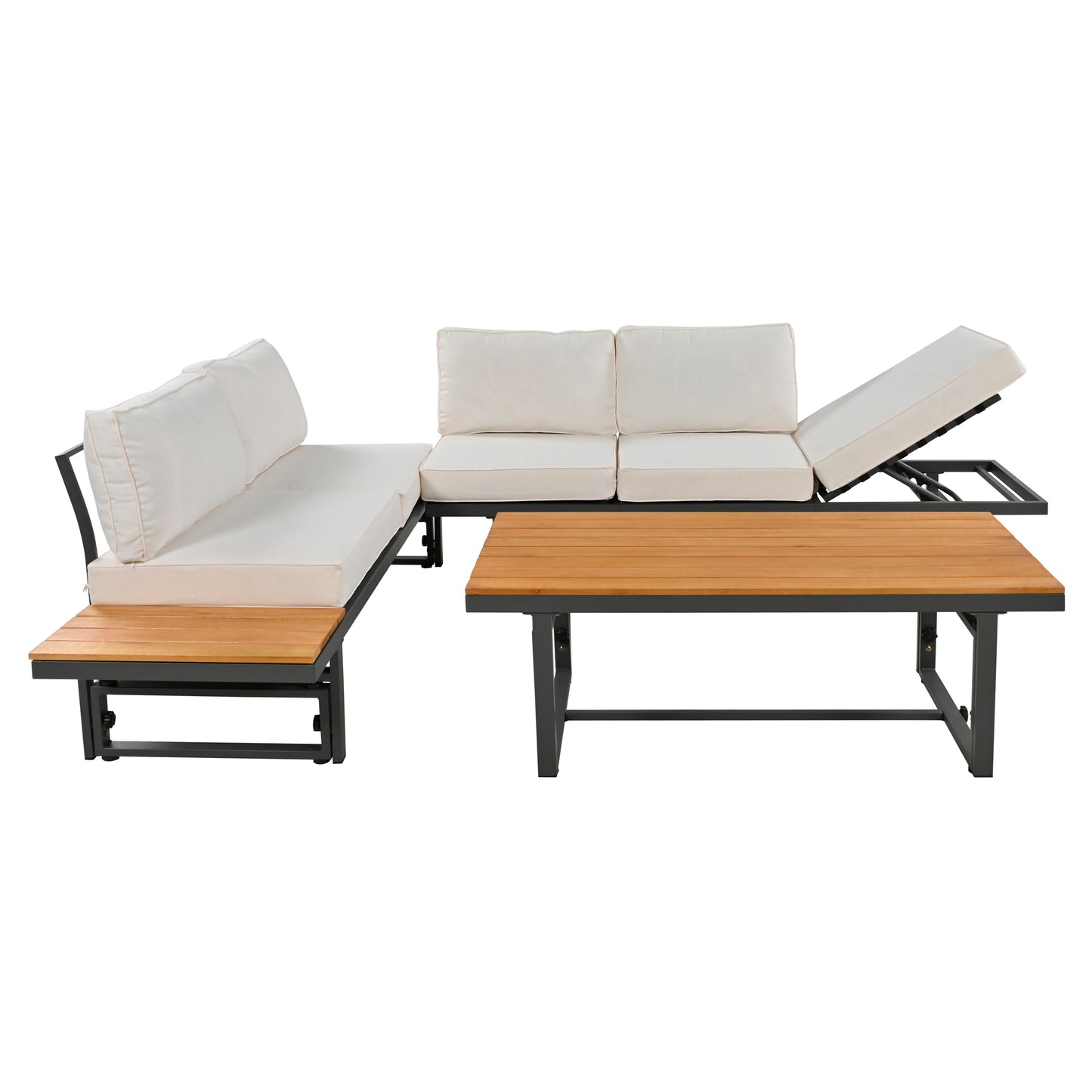 3-Piece Multi-Functional Outdoor Sectional Sofa Set adjustable Seating