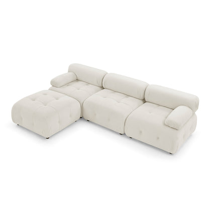 Modular Sectional Sofa, Beige Velvet