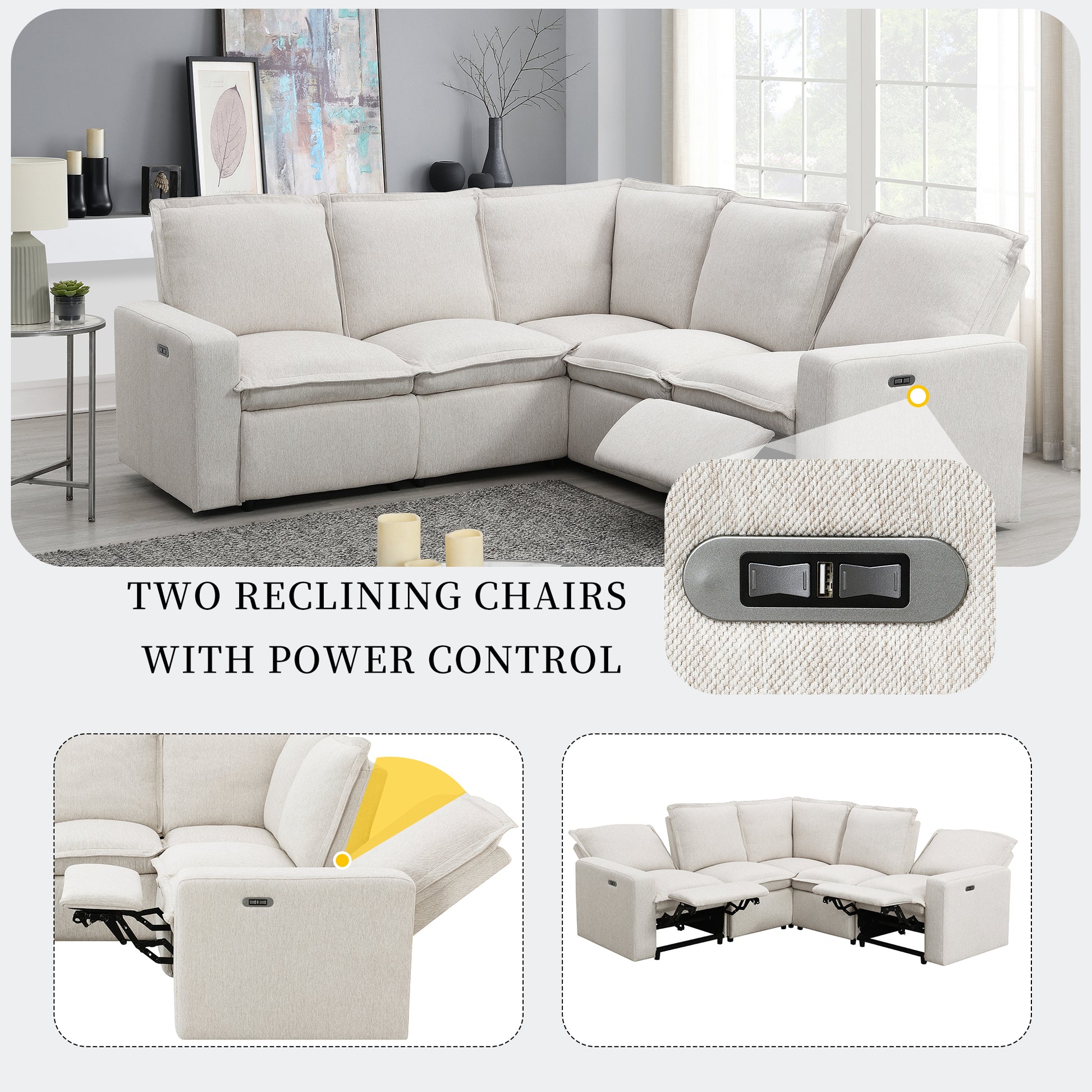 Power Recliner Chair Home Theater, USB Port