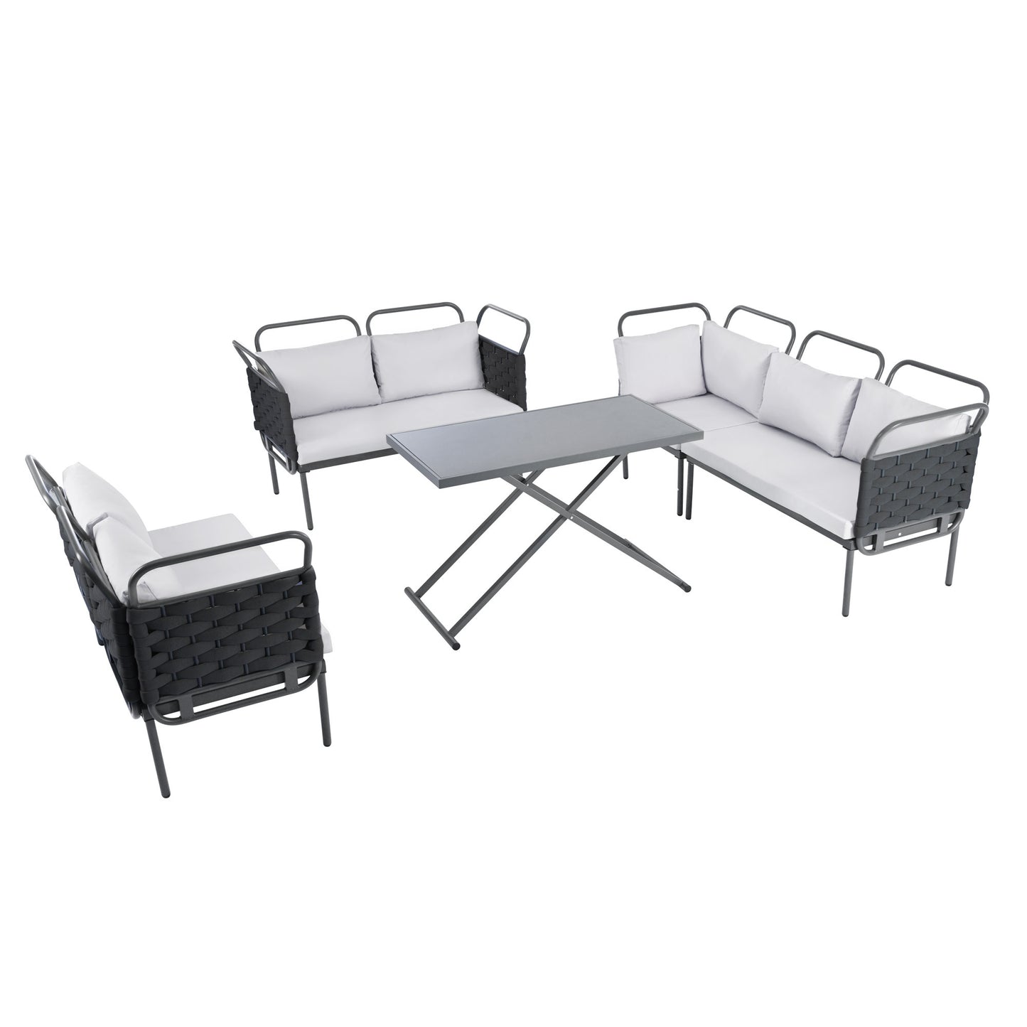 5-Piece Modern Patio Sectional Sofa Set Outdoor Woven Rope