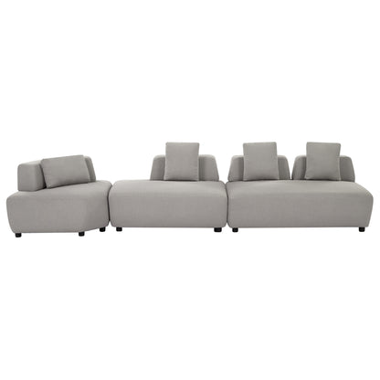 3-piece Sectional Sofa Convertible with Four Removable Pillows Grey