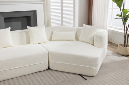 Modular Sectional Sleeper Sofa Creamy-White