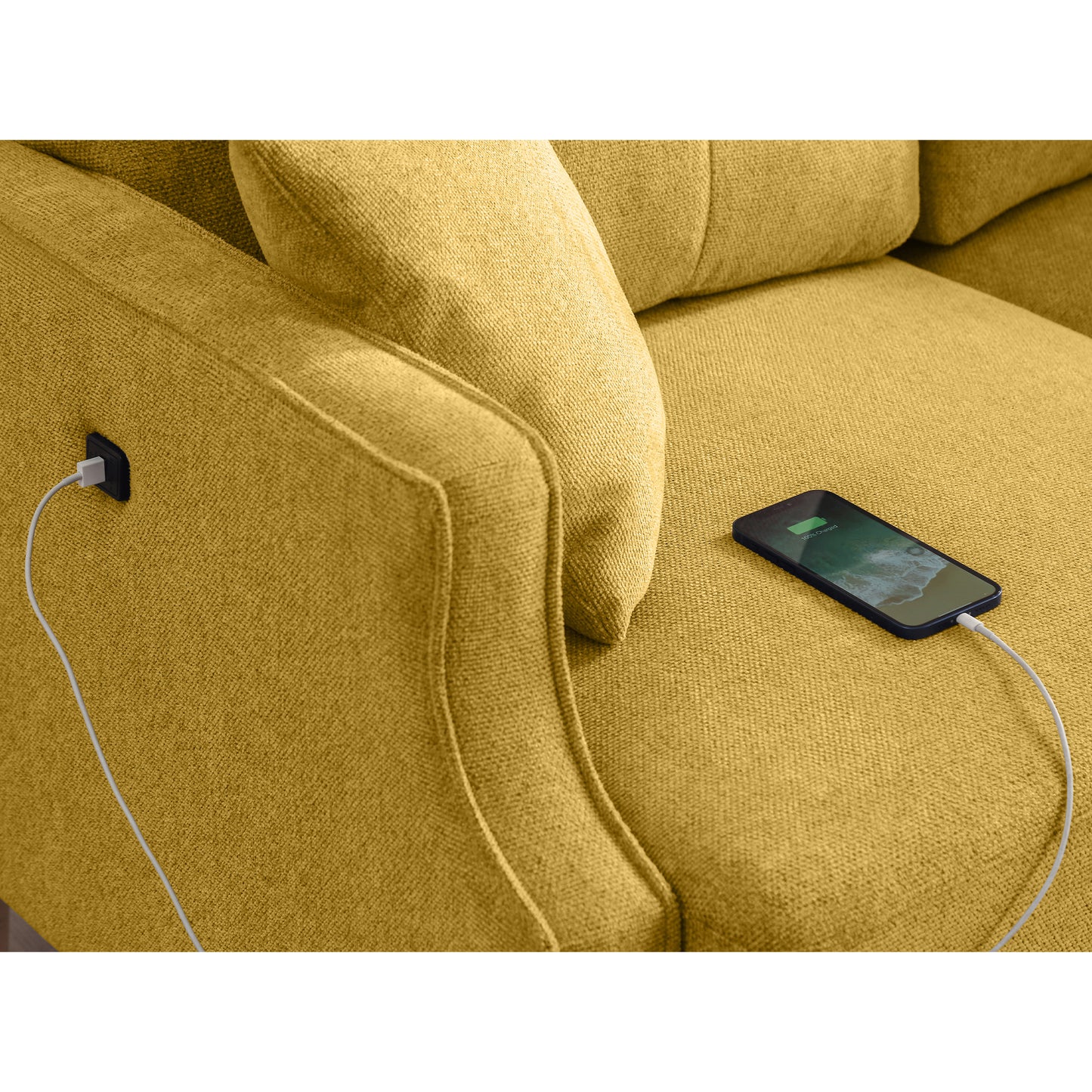 Living Space sofa 3 seater With Waterproof Fabric , USB Charge port