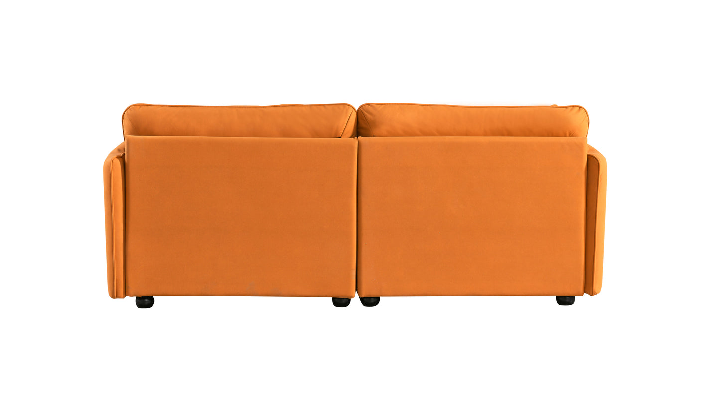 Tech Cloth Sofa Loveseat, Deep Seat, Hardwood Frame, Orange