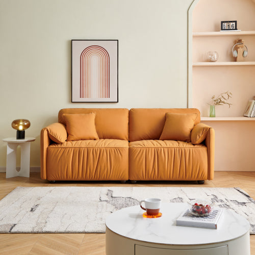 Tech Cloth Sofa Loveseat, Deep Seat, Hardwood Frame, Orange