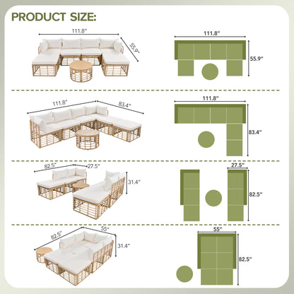 7 Pieces Outdoor Patio Furniture, All-Weather Sectional Sofa Set