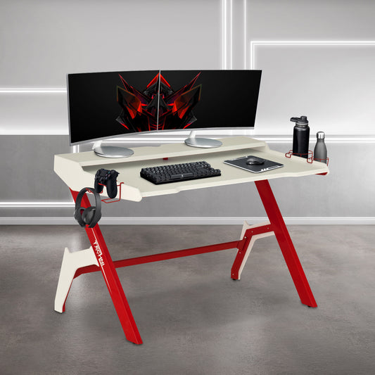 Ergonomic Computer Gaming  Desk Workstation, Cupholder, Headphone Hook,