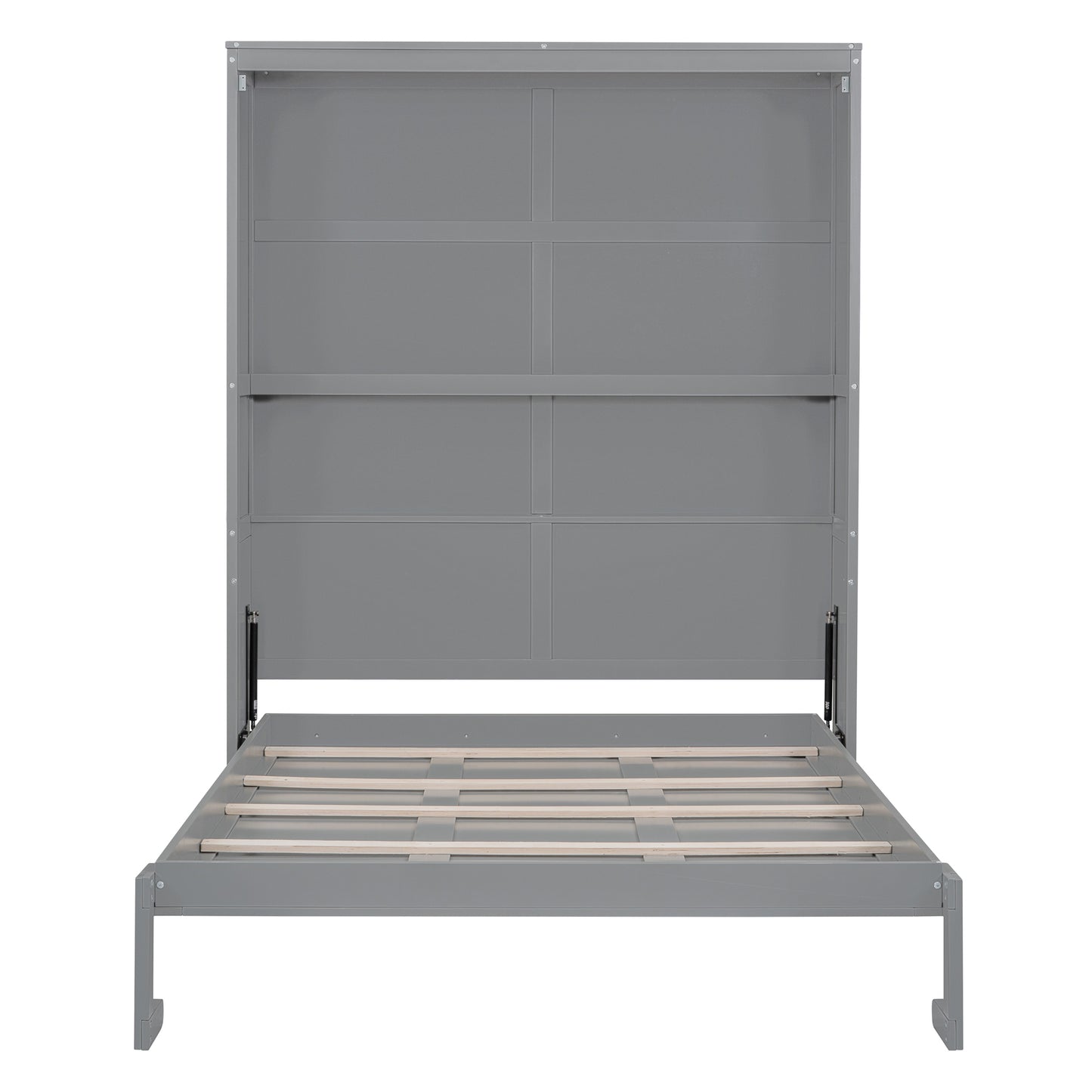 Queen Size Murphy Bed Wall Bed with Shelves,Gray