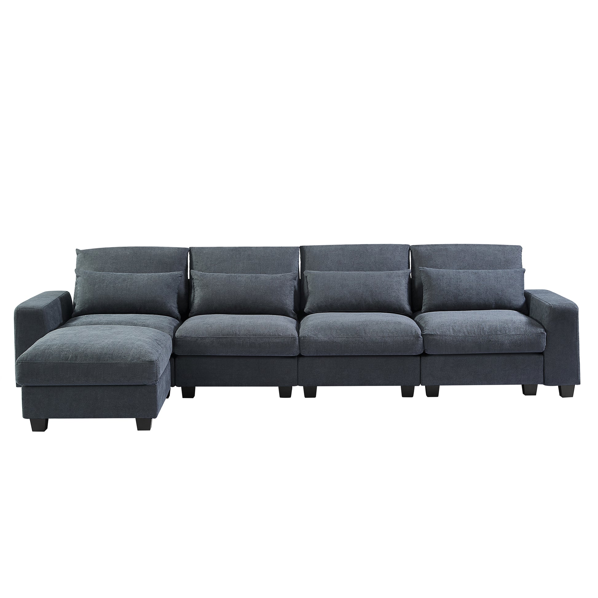 U_Style Modern Large L-Shape Feather Filled Sectional Sofa, Convertible Sofa Couch with Reversible Chaise for Living Room