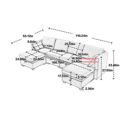 U-Shape Modular Sectional, Storage