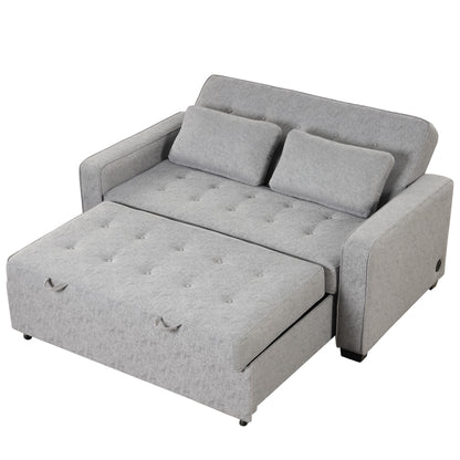 Linen Sleeper Bed, Sofa, USB Port, Adjustable Backrest, Gray
