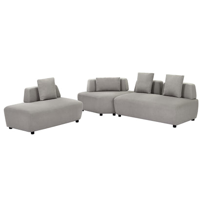 3-piece Sectional Sofa Convertible with Four Removable Pillows Grey