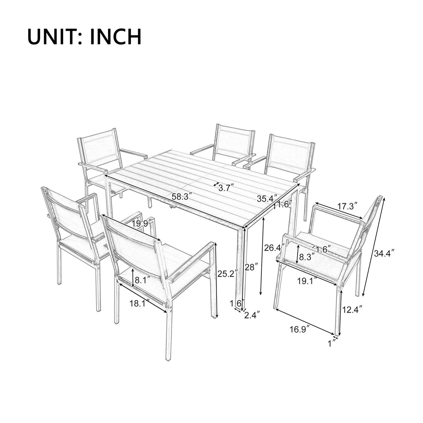 Outdoor Table and Chair Set, Suitable for Patio, Balcony, Backyard.