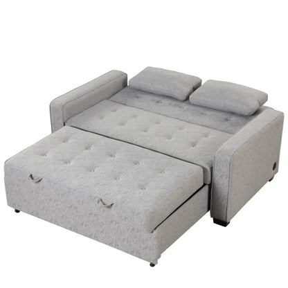 Linen Sleeper Bed, Sofa, USB Port, Adjustable Backrest, Gray