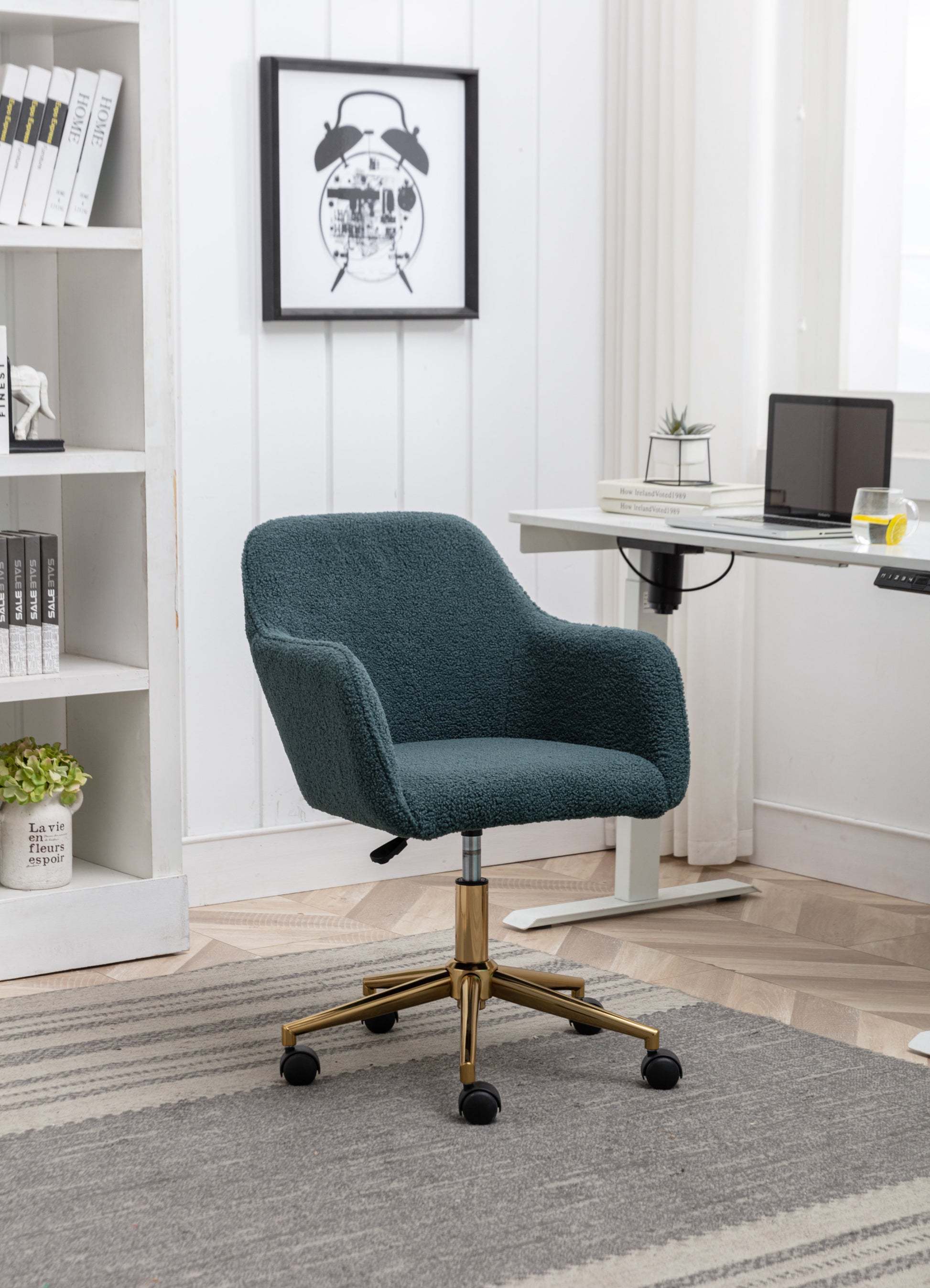 Home Office Chair With Gold Metal Legs