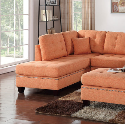 User Modern Citrus Sectional: Reversible Chaise, Sofa, Ottoman, Tufted