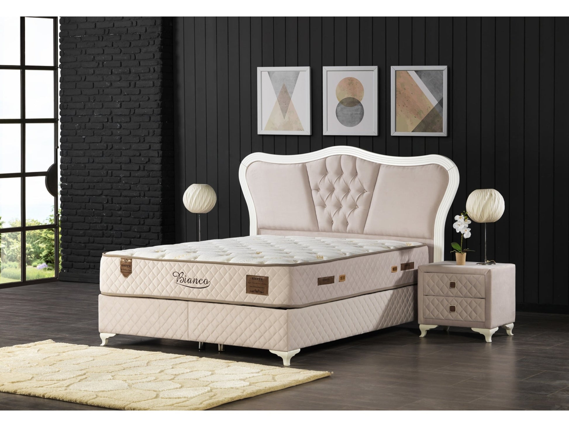 Bianco Storage Bed With Headboard Cream