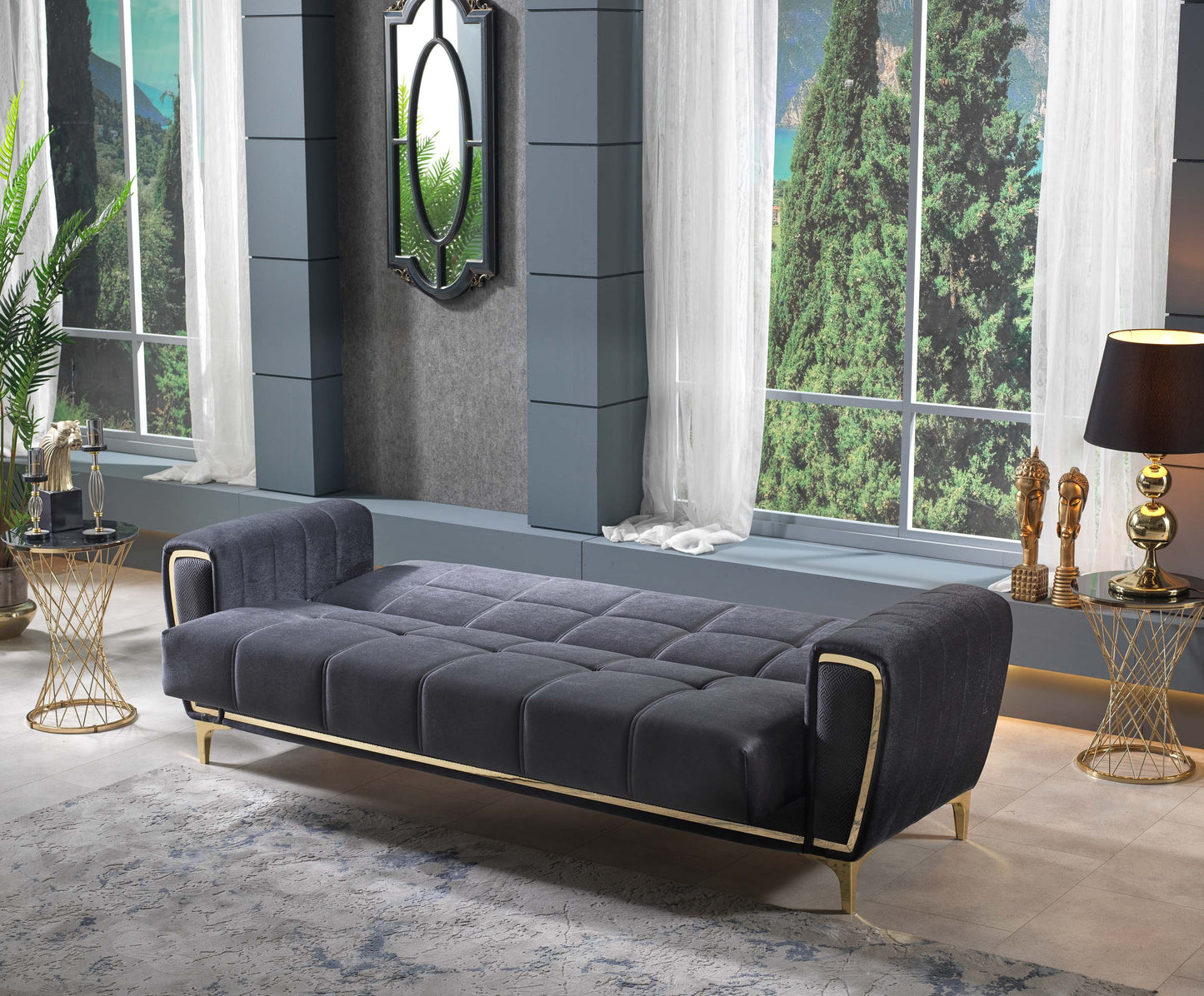 Convertible Livingroom (1 Sofa & 1 Loveseat & 1 Chair) Anthracite