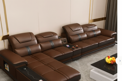 Modern Elegant Modular Accent Lounge Sofa – Printed Leather & Velvet