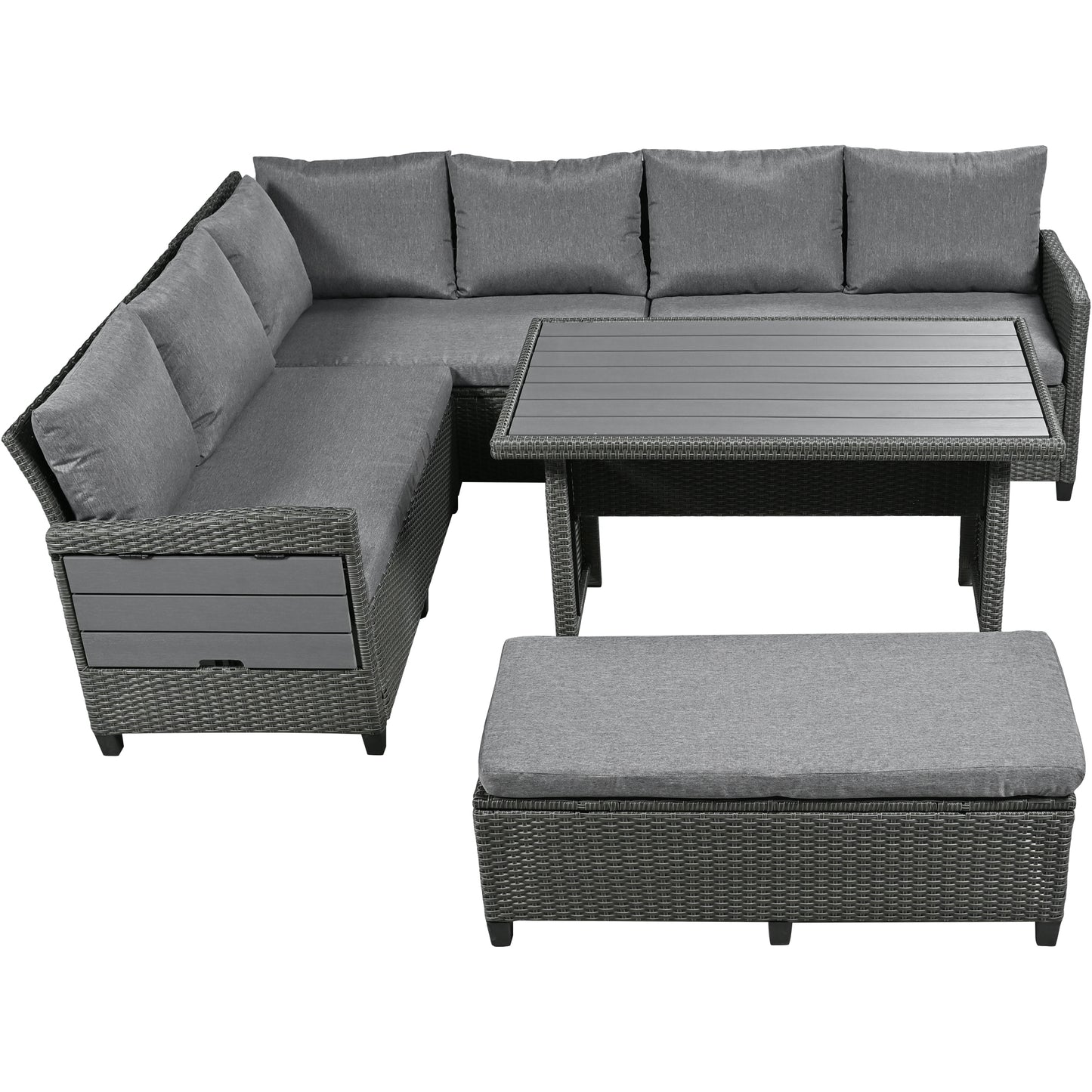 5-Piece Outdoor Patio Rattan Sofa Set, Sectional