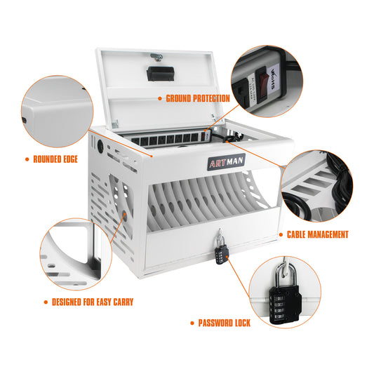 Bay Charging Cabinet for Laptop, Chromebook, Locking Charging Station