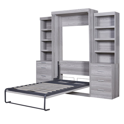 Twin Size Murphy Bed with Storage Shelves and Drawers