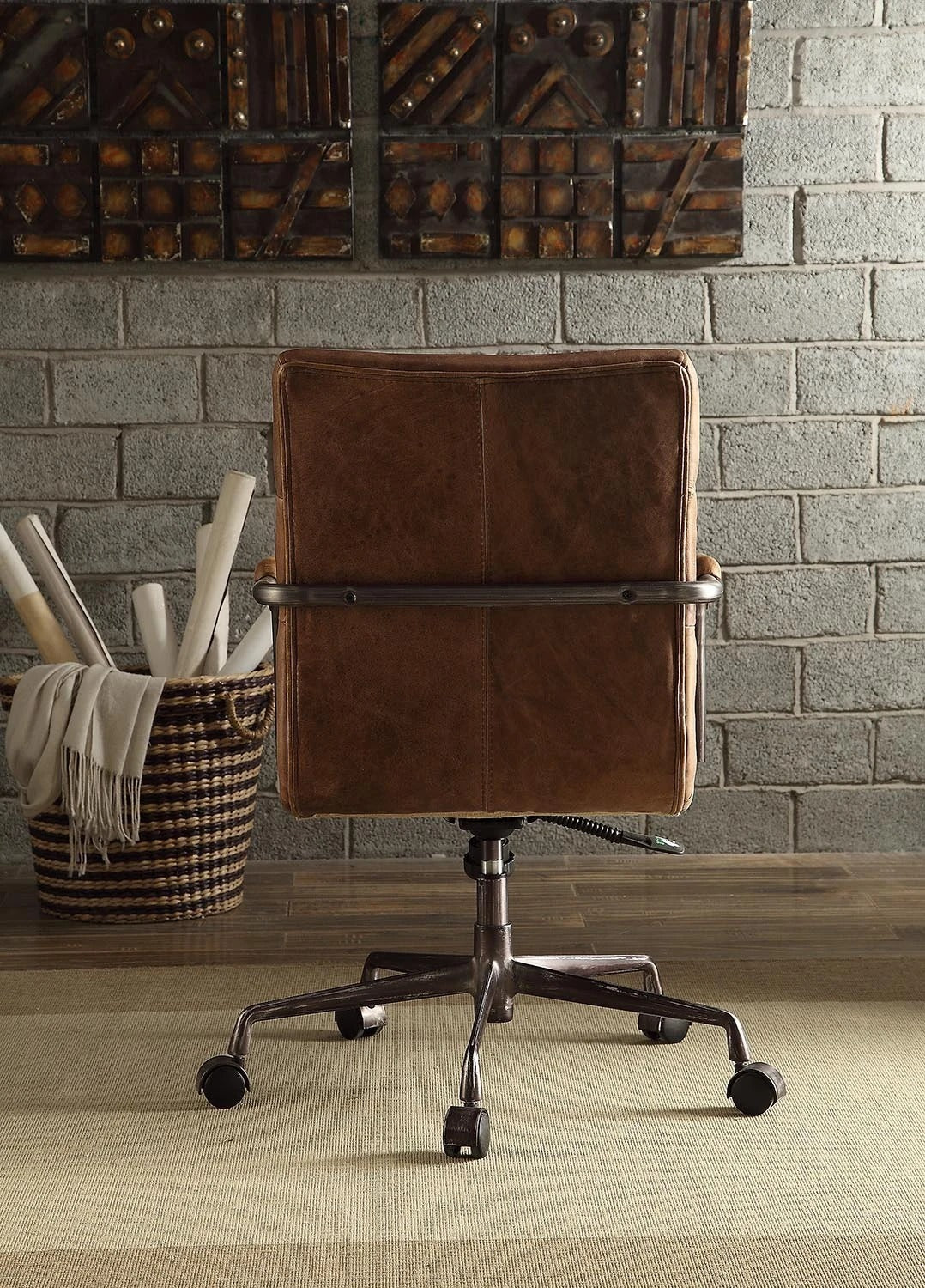 Harith Office Chair in Retro Brown Top Grain Leather