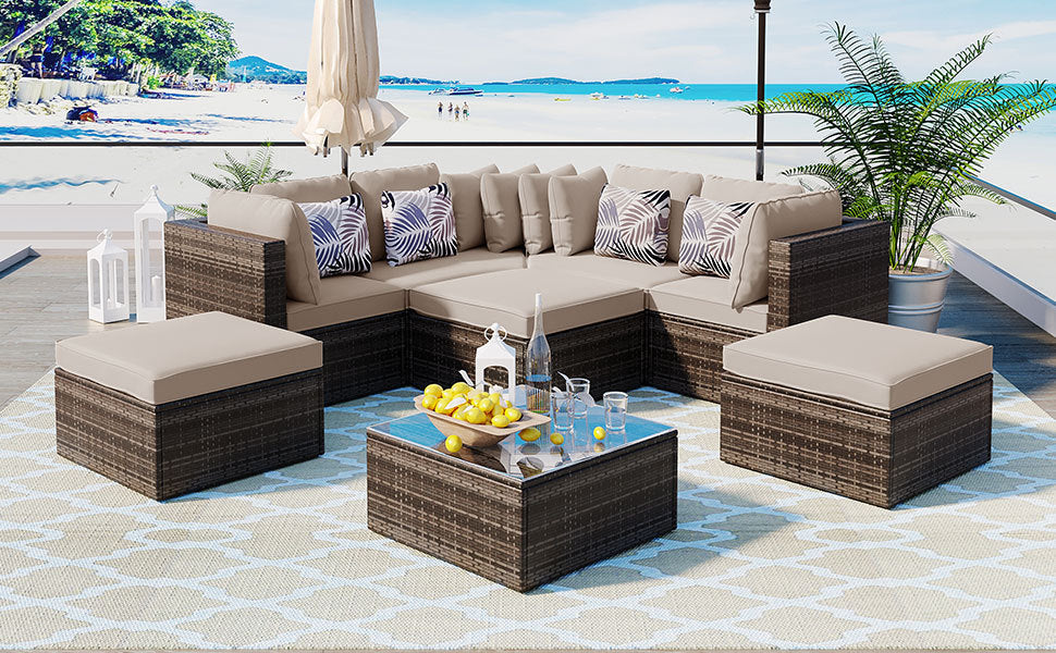 8-piece Patio Outdoor Sofa Set, Pillows