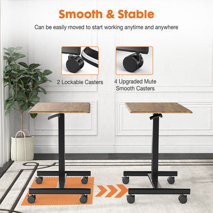 Mobile Rolling Standing Rolling Desk Laptop Computer Cart for Home