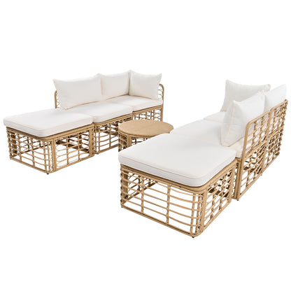 7 Pieces Outdoor Patio Furniture, All-Weather Sectional Sofa Set