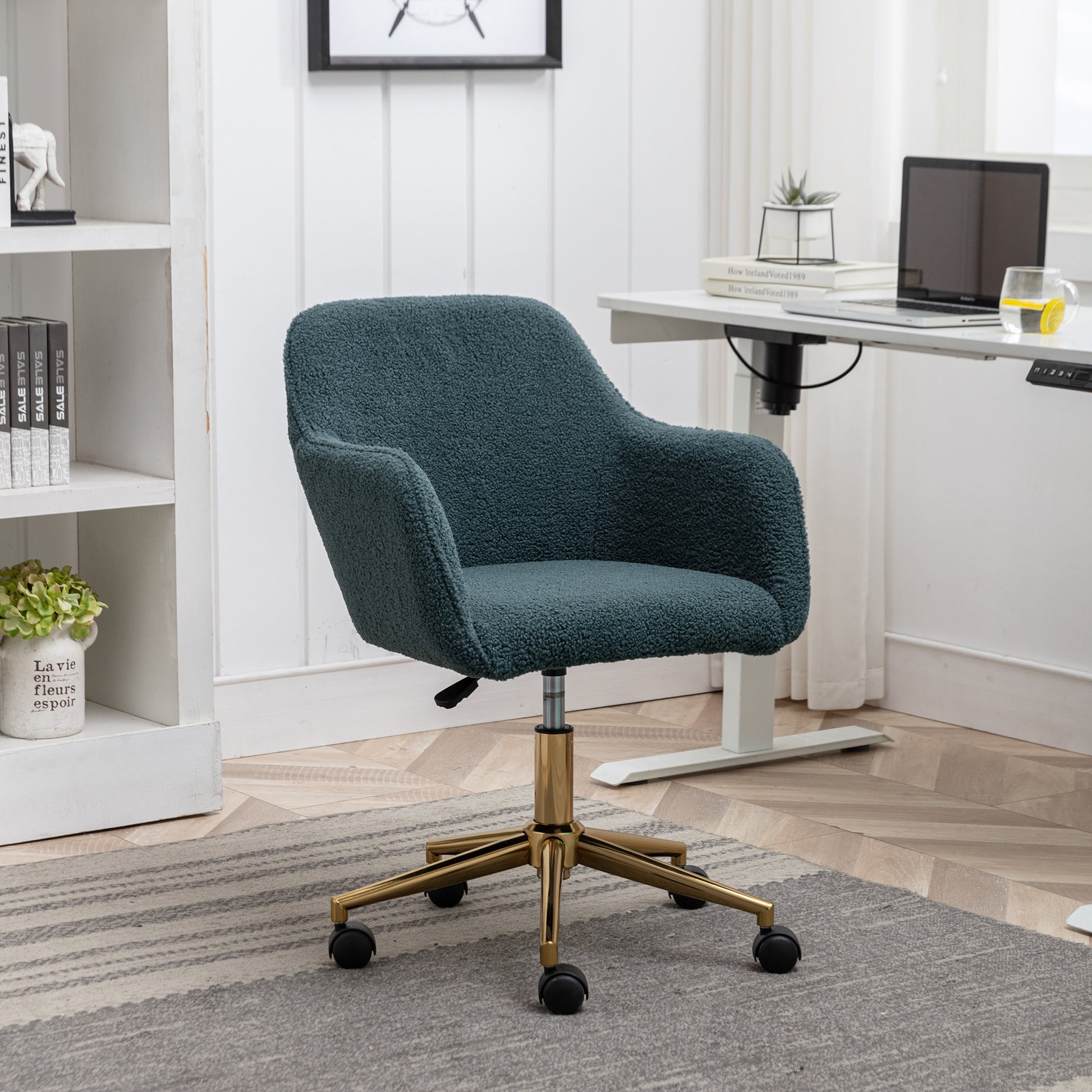 Home Office Chair With Gold Metal Legs