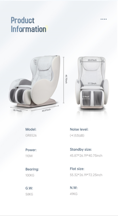 Massage Chairs, SL Track Full Body Recliner, Bluetooth Speaker, Beige
