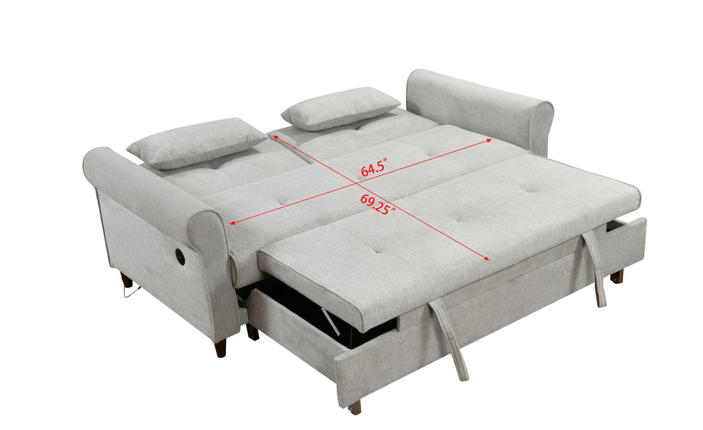 3 in 1 Convertible Sleeper Sofa, Loveseat Futon, USB Port