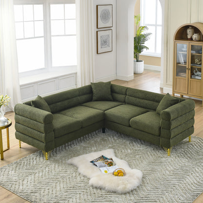 Sectional Sofas Couch, 5-Seater with 3 Cushions