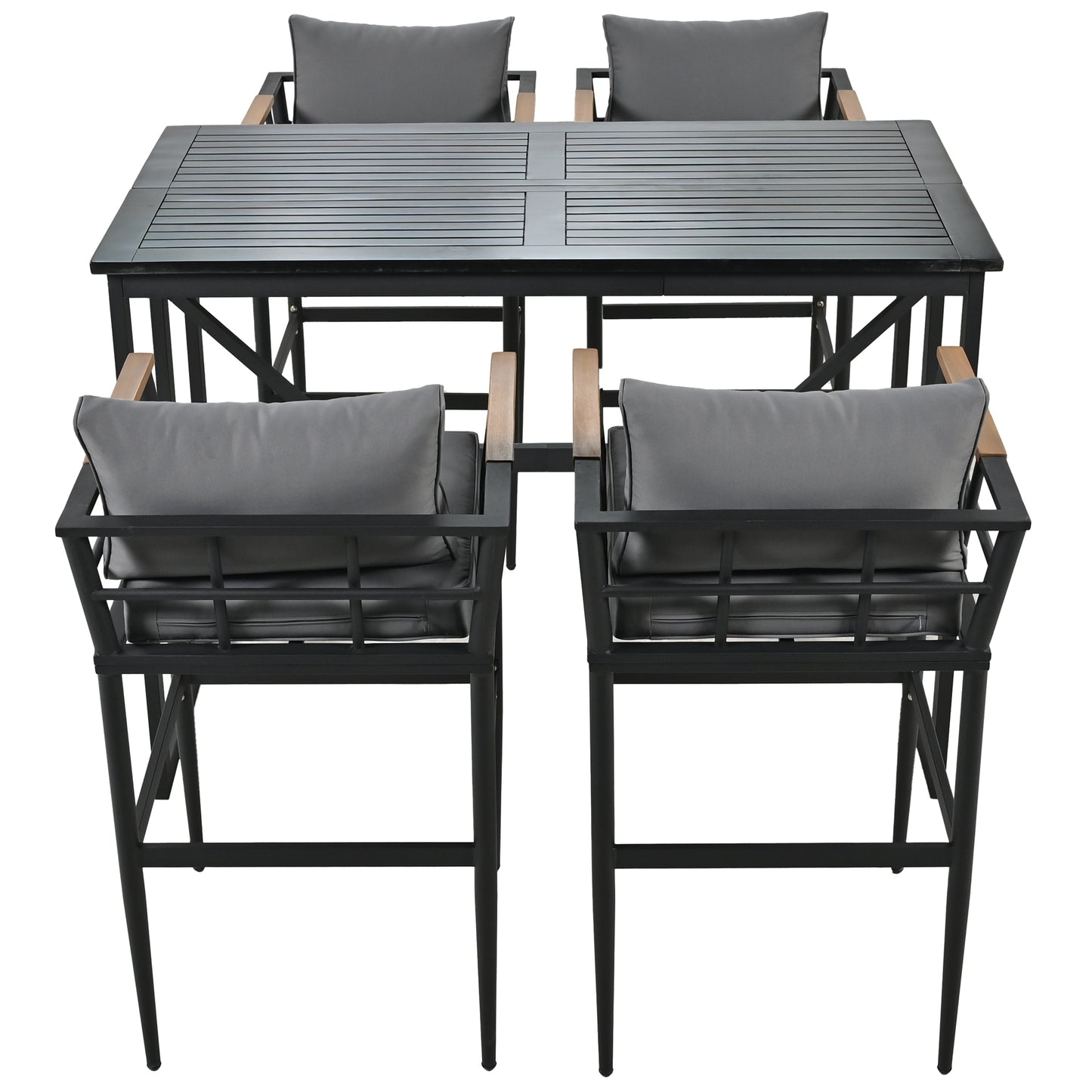 Steel Outdoor Dining Set, Armrest Suitable For Patio