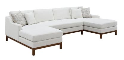 Valiant Sectional Sofa w/4 Pillows, Ivory Chenille