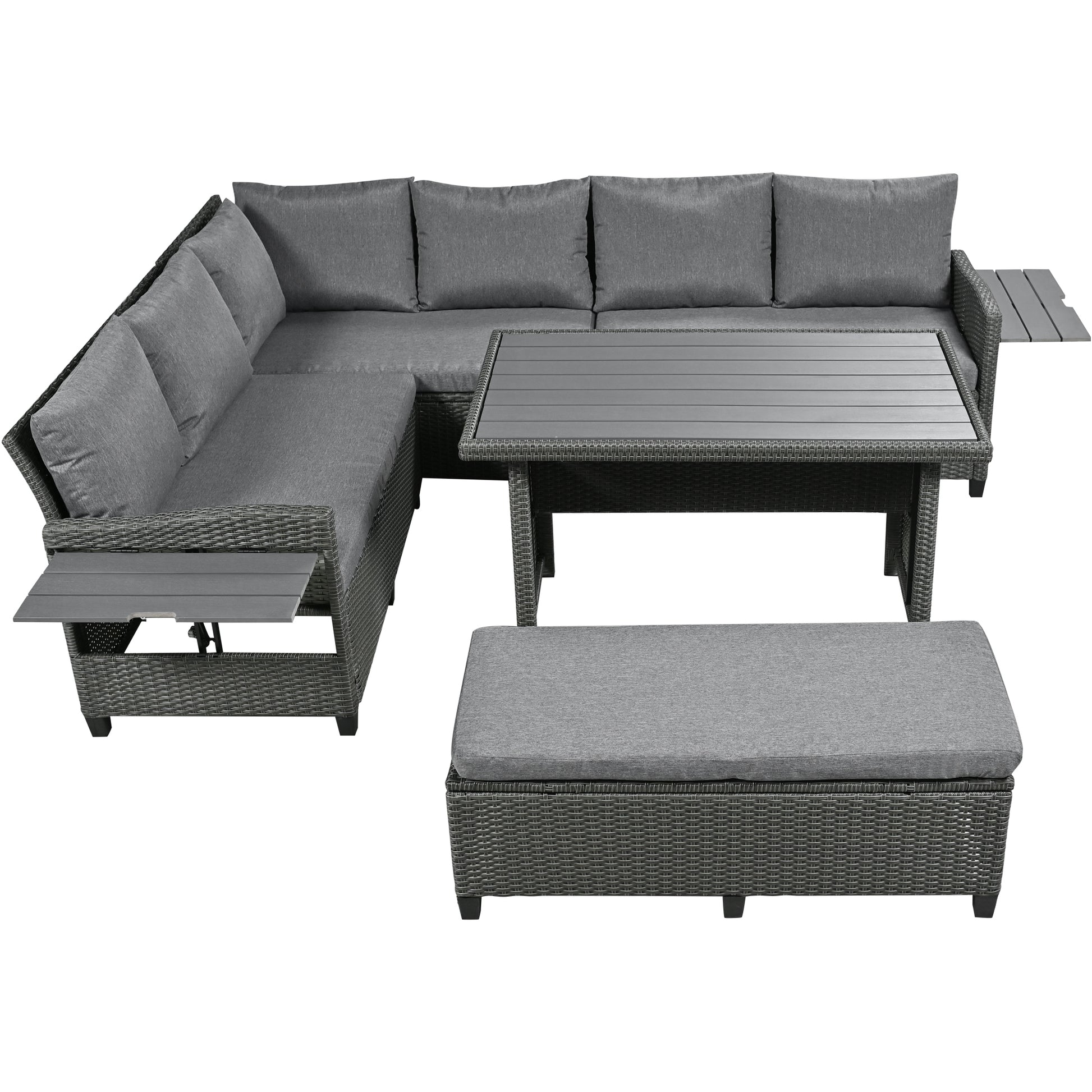 5-Piece Outdoor Patio Rattan Sofa Set, Sectional