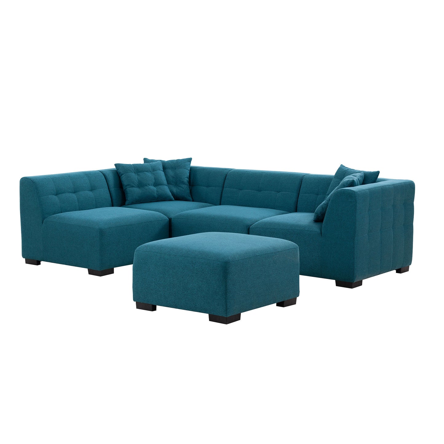 Sectional Sofa with Removable Ottoman Green