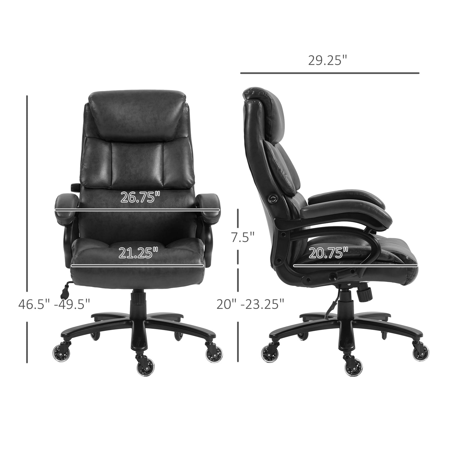 Vinsetto Leather Office Chair for Desk, 400lb, Black