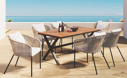 7 Pieces Patio Dining Set, All-Weather Outdoor, Dining Table, Chairs