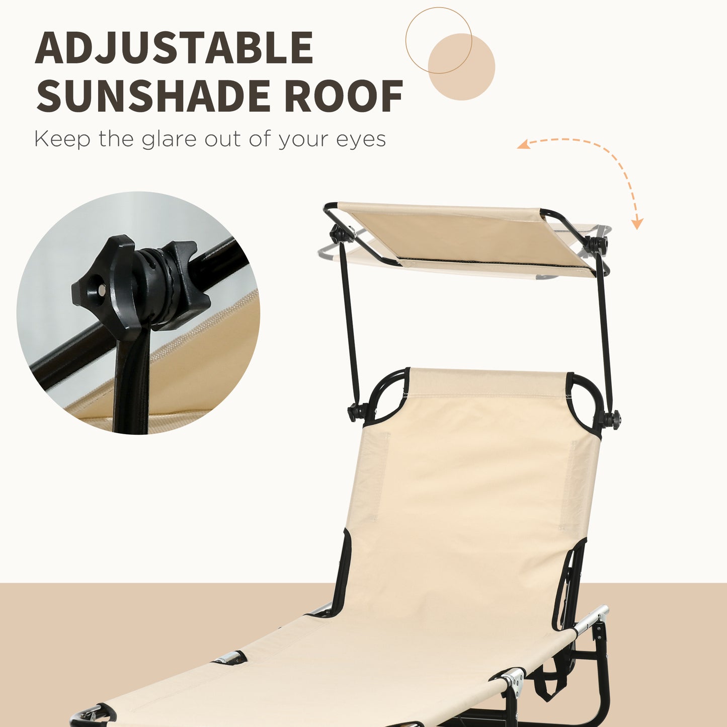Folding Chairs, Outdoor Sun Tanning, Canopy Shade, Reclining