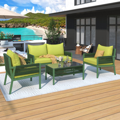 4-Piece Patio Furniture Set, Outdoor Furniture, Glass Table