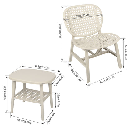 3 Pieces Hollow Design Retro Patio Table Chair Set All Weather