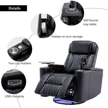Recliner, Home Theater, Hidden Storage, LED Light, Cup Holder