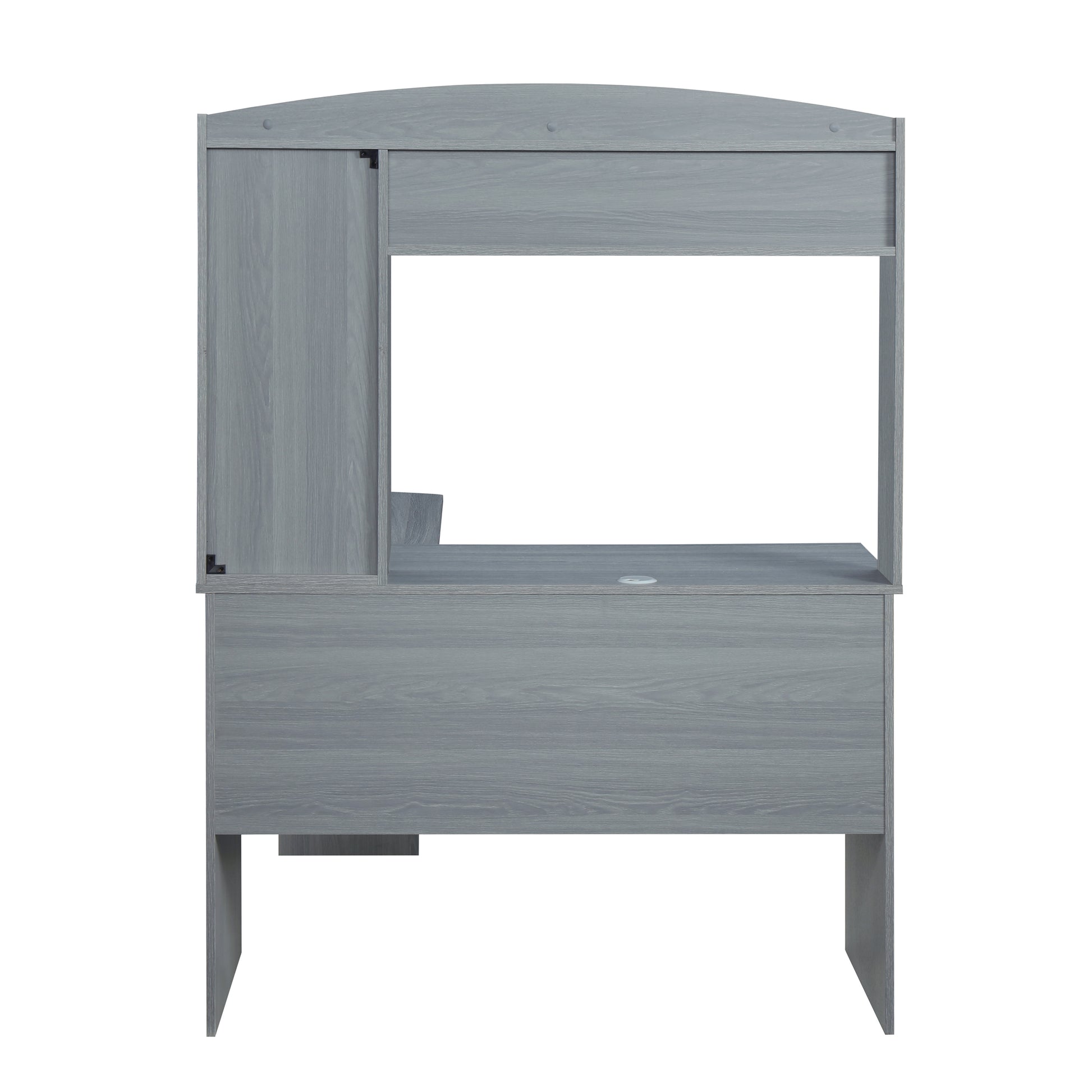 Techni Mobili Modern L-Shaped Desk with Hutch, Grey